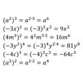 An example of an algebraic multiplication of powers with the same base are simple fractions a power of a power