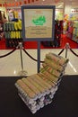 An example of chair made out of recycled shuttlecock box and opened can