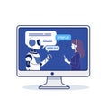 An example of an AI-powered chatbot interacting with a customer support agent on a computer screen AI-generated chatgpt Illus Royalty Free Stock Photo
