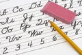 Learning cursive writing Royalty Free Stock Photo