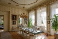 Example of a dining room facility at the 18th century castle in Ploskovice u Litomerice, Czech Republic.