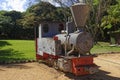 An example of an old steam locomotive used to transport cut sugar cane from the plantations in Mauritius. Royalty Free Stock Photo