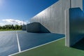 Photo of an outside American Handball courts with concrete wall, located at a park or school. Royalty Free Stock Photo