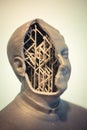 Example of printing a 3d object in the form of a human head with supports Royalty Free Stock Photo