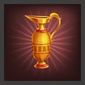 Example of receiving the cartoon golden achievement ancient jug for game screen.