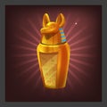 Example of receiving the cartoon golden achievement Egyptian Anubis figurine for game screen. Royalty Free Stock Photo