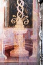 Example of restoration of an ancient Roman fresco in a house in Pompei Royalty Free Stock Photo