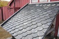 Example Of Slate Roof Tiles At Roros, Trondelag County, Norway