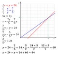 An example of solving a system of equations with two variables number substitution