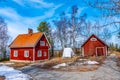 Examples of rural architecture in the Jamtli open-air museum in Ostersund, Sweden Royalty Free Stock Photo