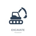 excavate icon in trendy design style. excavate icon isolated on white background. excavate vector icon simple and modern flat