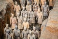 Excavated sculptures statues of the terracota army soldiers of Qin Shi Huang emperor, Xian, Shaanxi, China