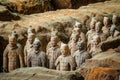 Excavated sculptures statues of the terracota army soldiers of Qin Shi Huang emperor, Xian, Shaanxi, China