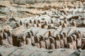 Excavated sculptures statues of the terracota army soldiers of Qin Shi Huang emperor, Xian, Shaanxi, China