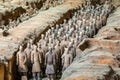 Excavated sculptures statues of the terracota army soldiers of Qin Shi Huang emperor, Xian, Shaanxi, China