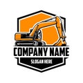 Excavating company ready made emblem badge logo vector isolated in white background Royalty Free Stock Photo