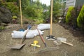 Excavating and Laying Pavers for Garden Patio Royalty Free Stock Photo