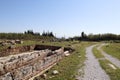 Excavation area on archaeological site Perge, ancient greek city, near Antalya, Turkey Royalty Free Stock Photo