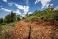 Excavation and Deforestation for the Construction of New Houses in Mountain