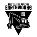 Excavation and earthworks vector black emblem Royalty Free Stock Photo