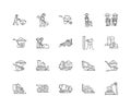 Excavation and grounwork line icons, signs, vector set, outline illustration concept Royalty Free Stock Photo