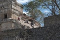 Excavation and restoration work on the Acropolis of Edzna, Campeche, Mexico