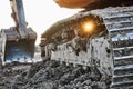 Excavation work. Excavator at construction site with sunset Royalty Free Stock Photo