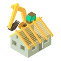 Excavation work icon, isometric style