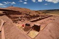 Excavations at Tiwanaku archaeological site. Bolivia