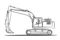 A drawn line of hydraulic excavator