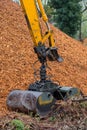 Excavator arm with Loader Clamshell Grab Bucket attached