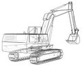 Excavator. Black and white illustration. EPS10 format. Vector created of 3d.