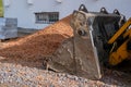 Bulldozer bucket on construction site