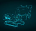 Excavator blueprint Royalty Free Stock Photo