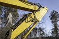 Excavator boom arm elbow and hydraulics tubing Royalty Free Stock Photo