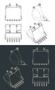 Excavator bucket blueprints Royalty Free Stock Photo