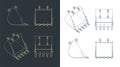 Excavator bucket drawings Royalty Free Stock Photo