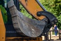 Excavator bucket, Industrial excavator machine, repair and construction work Royalty Free Stock Photo