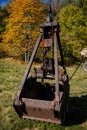 Excavator bucket at mine and industrial open air museum Solvay quarries Solvayovy lomy, Saint John under the Cliff Svaty Jan