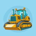 Excavator Bulldozer End Loader Vehicle Truck Logo Vector Illustration Mascot