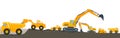 Excavator with bulldozer loading, illustration