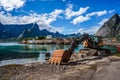 Excavator, bulldozer repair work on the road. Norway