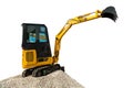 Excavator bulldozer and rocks, isolated on white with clipping p Royalty Free Stock Photo