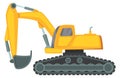 Excavator cartoon icon. Industrial transport. Heavy machinery