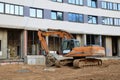 Excavator CASE CX210 working at construction site. Construction machinery for excavating, loading,