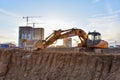 Excavator CASE CX210 working at construction site. Construction machinery for excavating, loading,
