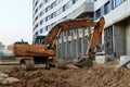 Excavator CASE CX210 working at construction site. Construction machinery for excavating, loading,