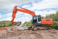 Orange Hydraulic Excavator Digger Civil Construction