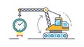 Excavator with clock, symbolizing efficient construction and time management, vector design Generative AI Royalty Free Stock Photo
