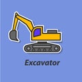 Excavator color flat icon. Royalty Free Stock Photo